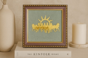 7 Horses on Raw Pyrite Frame 