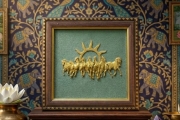 7 Horses on Raw Pyrite Frame 
