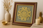 Shree Yantra on raw pyrite frame